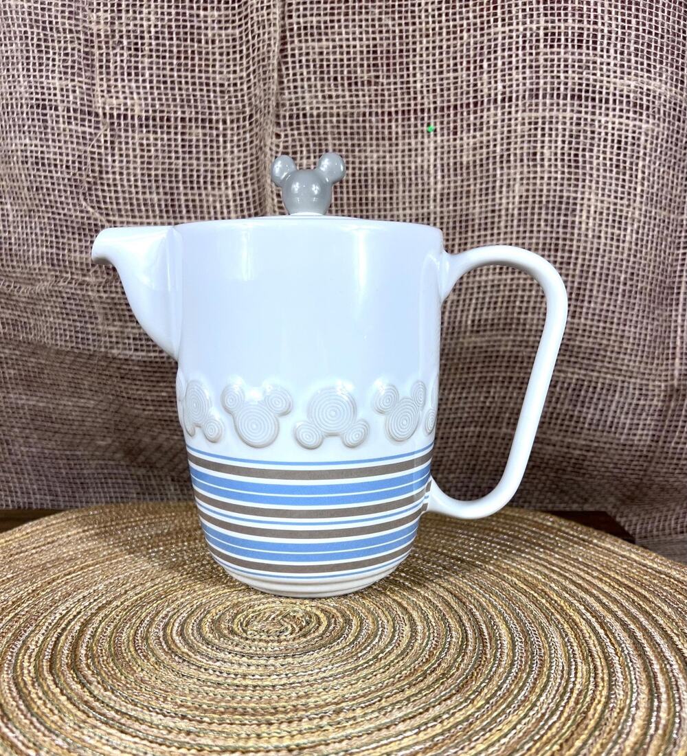 Walt Disney Mickey Mouse Porcelain Teapot White Gray Silhouette Collectible